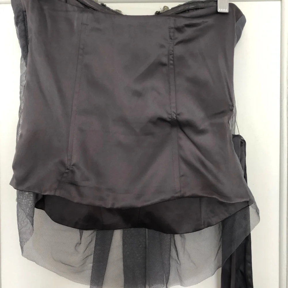 Lipsy London embellished, Bustier type, satin tie. Size 6. Sheer overlay 32x18 - Picture 3 of 4